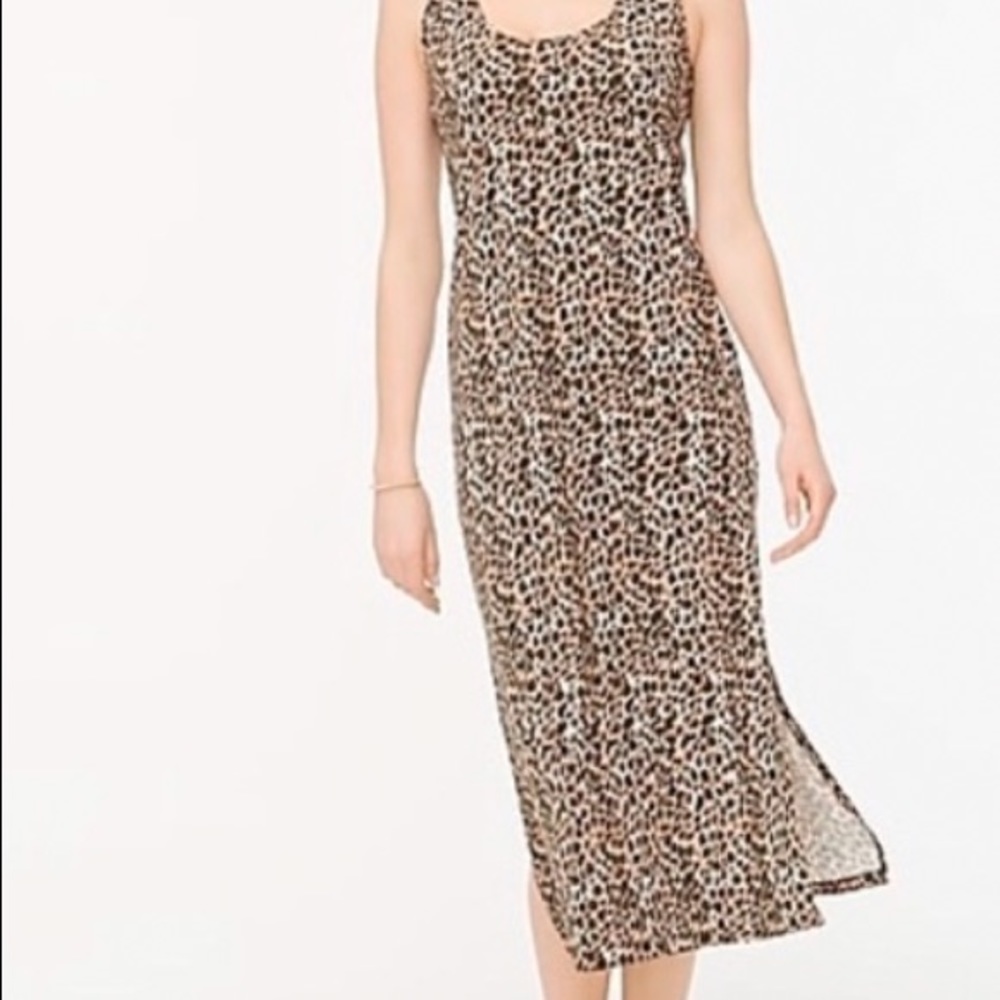 J Crew Factory sleeveless knit midi animal print dress